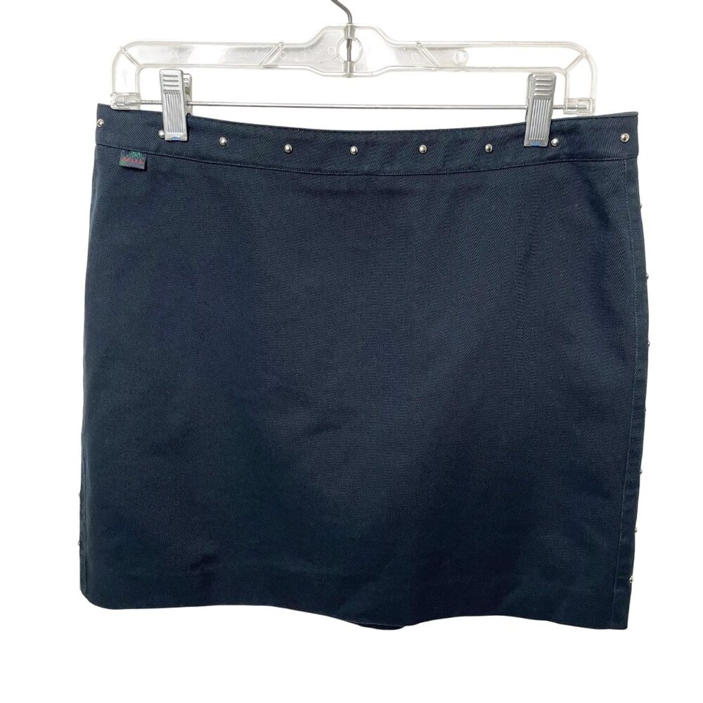 Vtg 90's Ralph Lauren Black Studded 100% Cotton Denim Jean Mini Skirt Women’s 8
